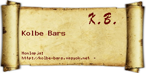 Kolbe Bars névjegykártya